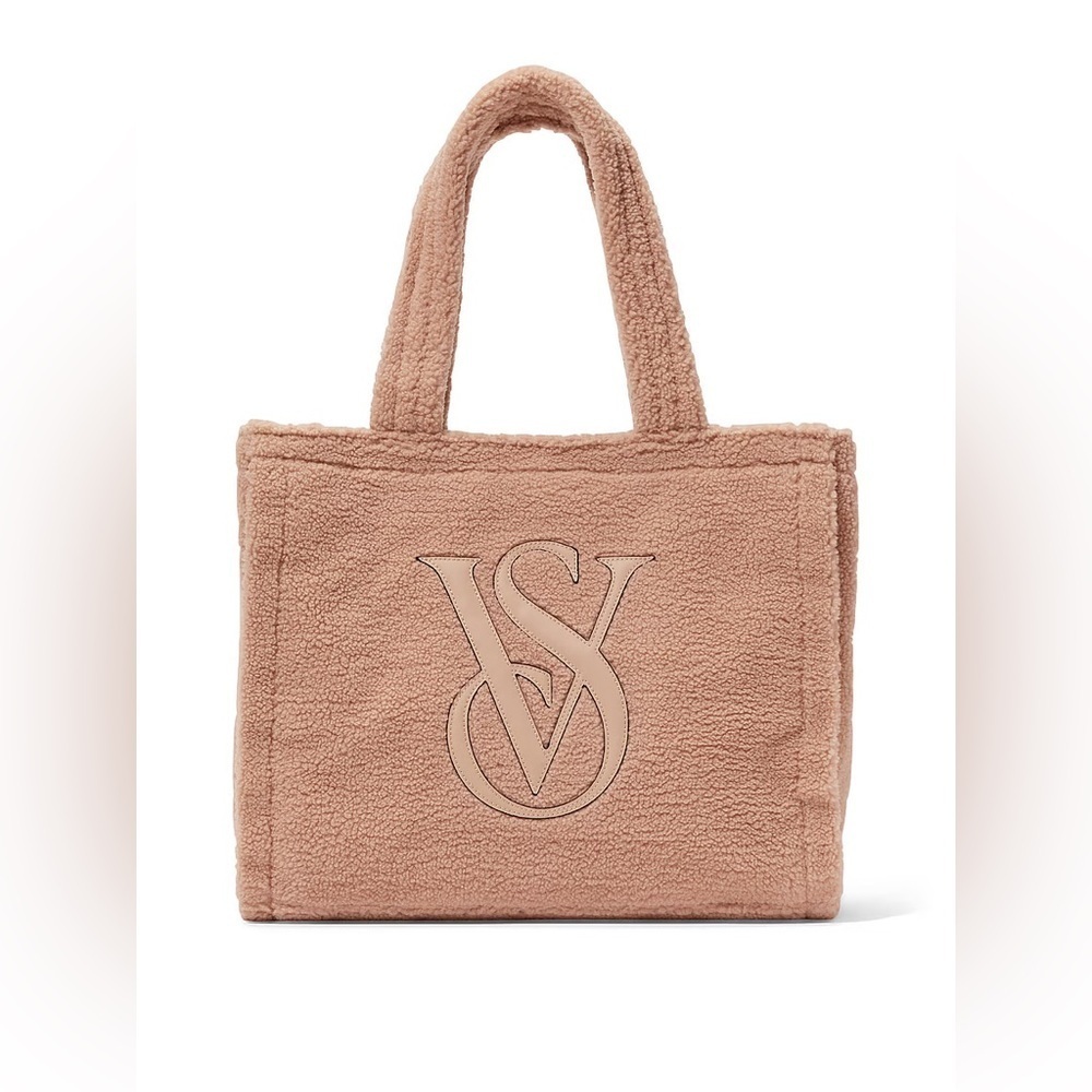 NWOT Victoria's Secret Tan Brown Plush Fleece Tote Bag